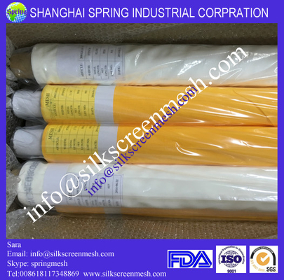 monofilament polyester screen fabric plain weave printing mesh 7t-200t white/yellow