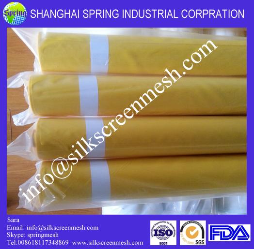 bolting cloth(7T-200T) manufacturer/best mesh/silk screen printing 43t mesh count,55um,width3.7m white/yellow