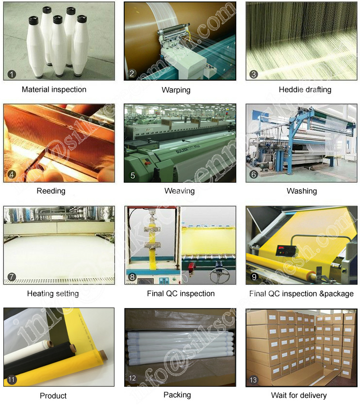 Hot sell 13T-180T Polyester silk screen printing mesh with FDA SGS