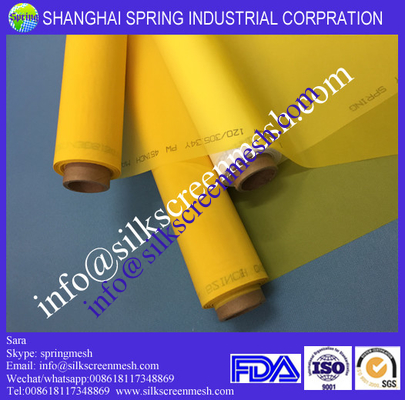 100% polyester monofilament screen printing mesh 72T white/yellow 55 micro silk screen mesh