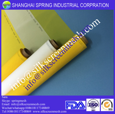 100% polyester monofilament screen printing mesh 72T white/yellow 55 micro silk screen mesh