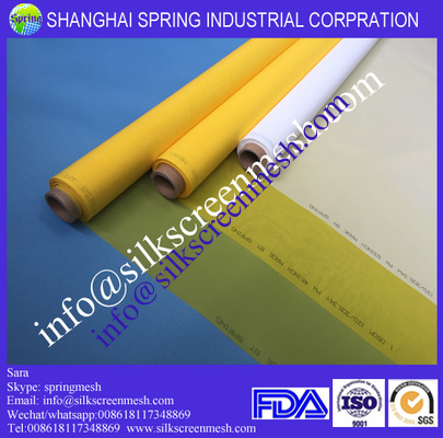 100% polyester monofilament screen printing mesh 72T white/yellow 55 micro silk screen mesh