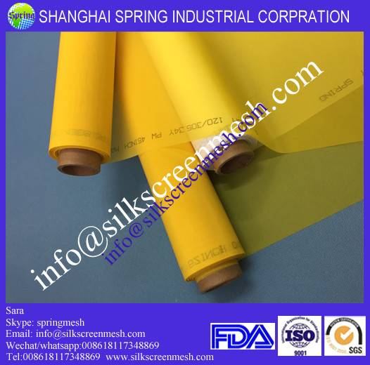 100% polyester monofilament screen printing mesh 72T white/yellow 55 micro silk screen mesh