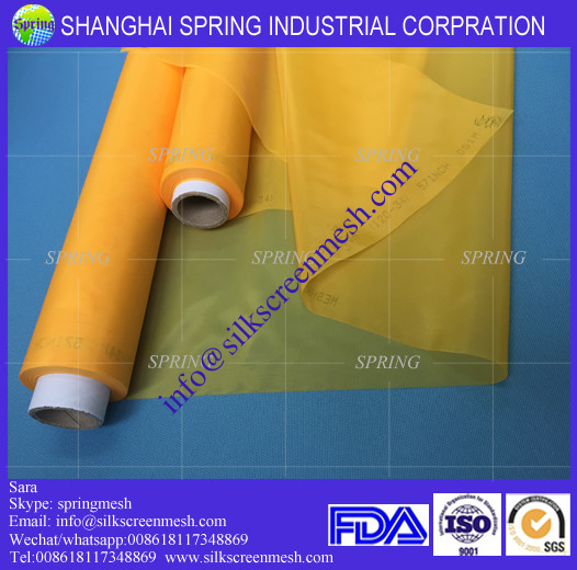 White/Yellow 32T-55PW 100% Monofilament Polyester Screen Printing Mesh Fabric/Screen Printing Mesh