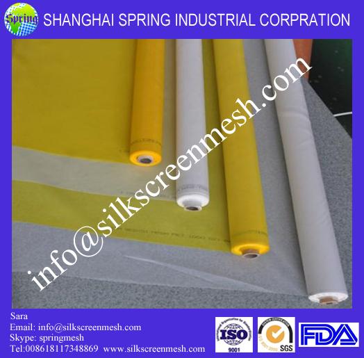 bolting cloth(7T-200T) manufacturer/best mesh/silk screen printing 43t mesh count,55um,width3.7m white/yellow 0
